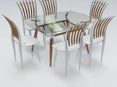 Chair and Table Set 3D model