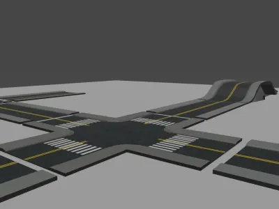road way fat pack Low-poly 3D model