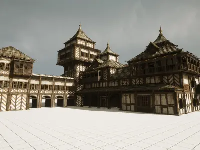 Medieval Modular House Low-poly 3D model