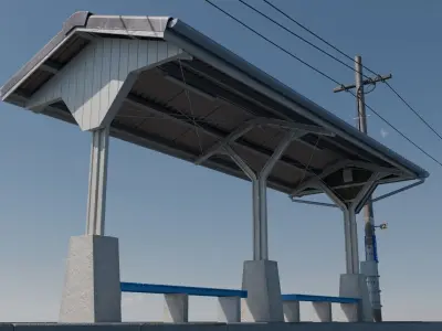 Shimonada Station 4K Textured 3D model Train Station 3D model