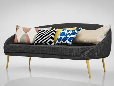 Sofa Willy Black Fabric Free low-poly 3D model