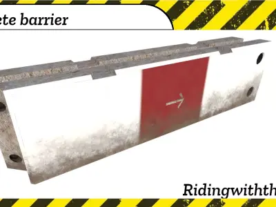 Concrete barrier textured unity asset prefab ready 3D model