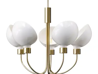 Untitled brass chandelier with five glass balls 3D model