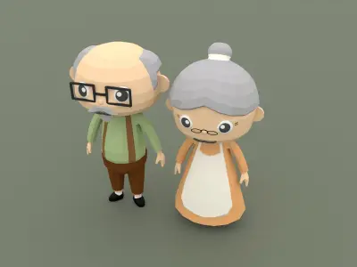 Low Poly Cartoon character  Old Low-poly 3D model