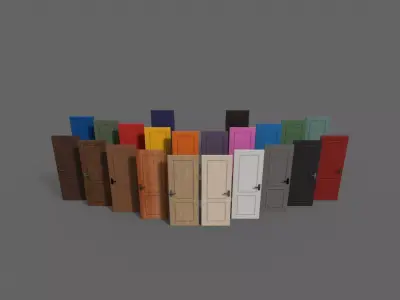 PBR Wood Door B3 Low-poly 3D model