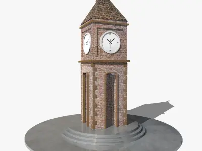 Tower Clock Low-poly 3D model purchase