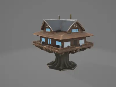 Enchanted Tree House 3D Model - Perfect for Visualizations 3D model