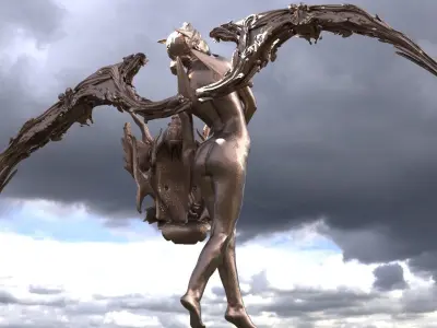 Atlantis Angel Female shield sculpture 4  3D model