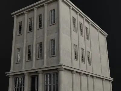 OLD RETRO CLASSICAL BUILDING 9 Low-poly 3D model