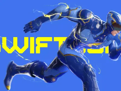 Male Superhero Game Character - Swiftbolt Low-poly 3D model