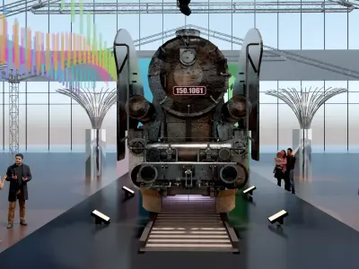 model train station exhibition 3D model