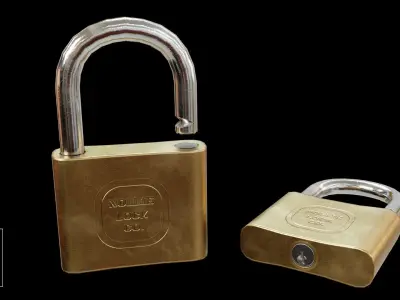 Game-ready Padlock two brass padlocks Free low-poly 3D model