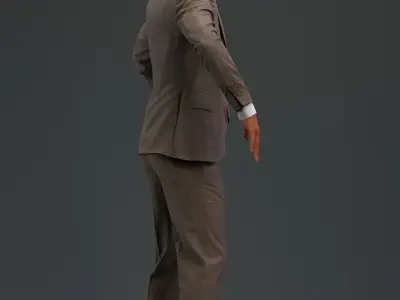 Rigged European male 3D model in business formal attire Low-poly 3D model
