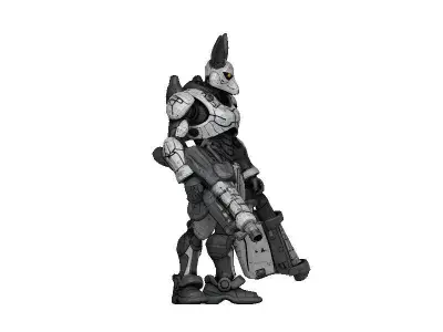 Doberman Cyborg Low-poly 3D model