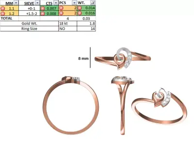 Women Light Weight Ring STL OBJ FBX JCD Details 3D print model