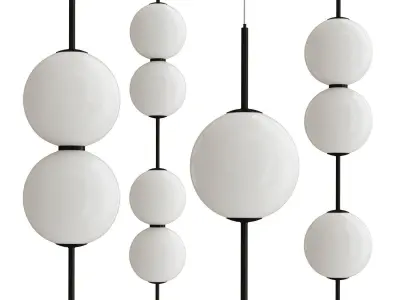 VOKE collection four spheres hanging from gold rods Low-poly 3D model