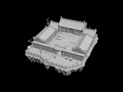 courtyard snow scenery 3D model