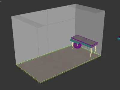 Wooden Old Table With Drawers Free 3D model