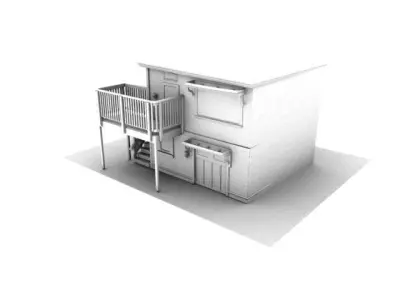 Wooden House Low-poly 3D model