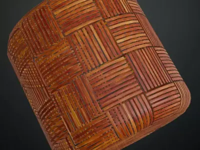 Basketweave Reed Wall Panel PBR Seamless Texture