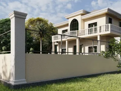 Villa Exterior Scene 3D model 3D model