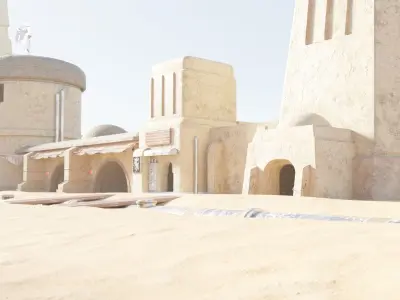 Star Wars Tatooine Anchorhead Street Low-poly 3D model