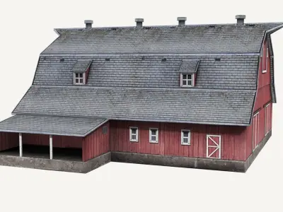 Low-Poly Farmer Barn House Low-poly 3D model