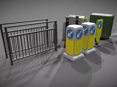Street furniture Low poly PBR Low-poly 3D model