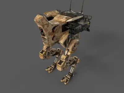 Mech Walking tank - low-poly game-ready 3D model Low-poly 3D model
