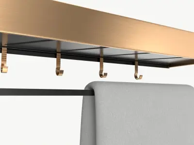 Bathroom shelf with rack and towel 3D model