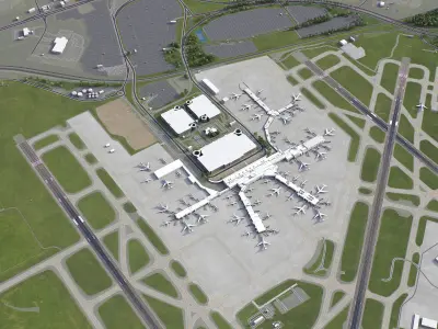 Charlotte Douglas Airport Low-poly 3D model