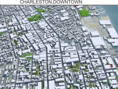 Charleston Downtown South Carolina USA Low-poly 3D model