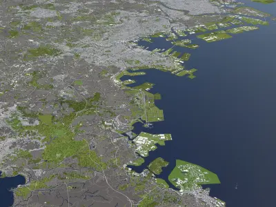 Yokohama Japan 50x50km 3D City Map 3D model