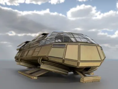 Futuristic Transport Shuttle Rigged  Low-poly 3D model
