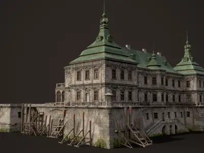 Abandoned Renaissance Castle Low-poly 3D model
