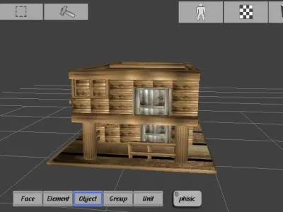 HD wood two floor building Low-poly 3D model