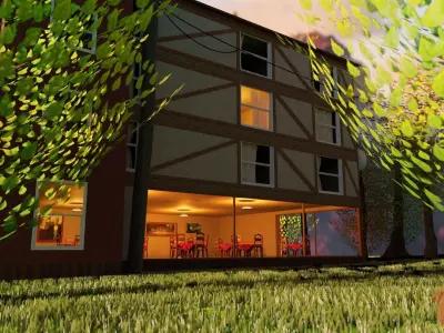 Hotel in Patagonia Low-poly 3D model