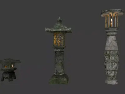 Ancient Stone Lamp 3D Model Low-poly 3D model