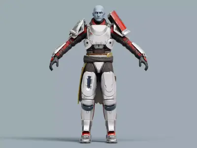 Zavala Sci-fi Warrior Rigged Low-poly 3D model
