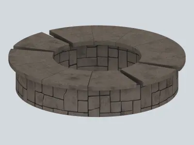 Furniture Outdoor benches Curved Stone Bench Low-poly 3D model