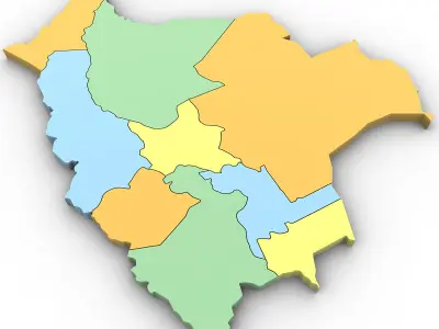 3d Political Map of Bolivia 3D model