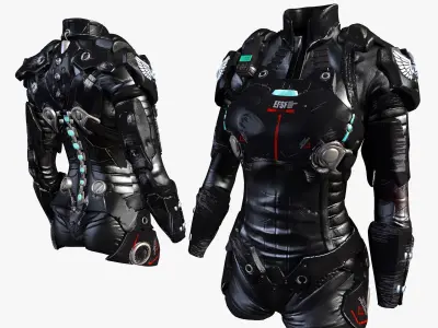 Female Sci-Fi Space Suit Low-poly 3D model
