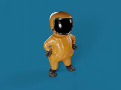 Textured and Rigged Little Cartoon Space Man Scifi Character 3D model