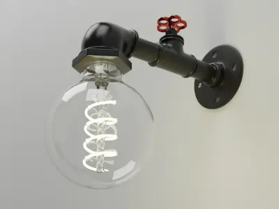 Sconce industrial light bulb wall 3D model