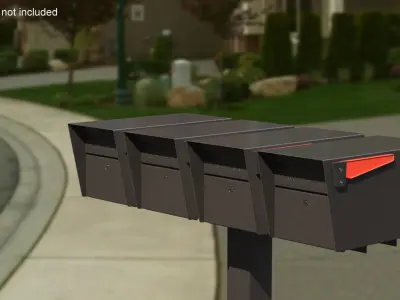 Mailbox Complete Quad Mount Cluster 3D model