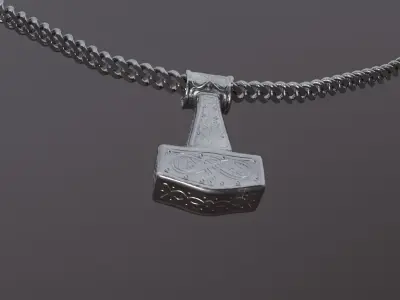 Mjolnir hammer necklace Low-poly 3D model