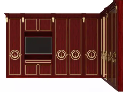 Classic Wardrobe Furniture 0403 Wood Low-poly 3D model