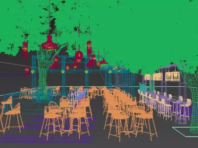 Outdoor Restaurant Cafe 3D model