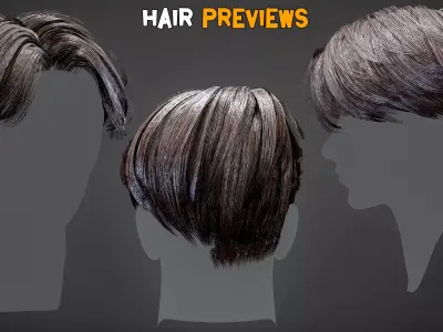 10 Anime Hair Model and PBR Texture   Vol 04 Low-poly 3D model