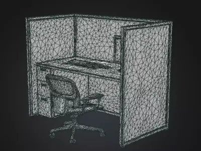 Office Workspace Cubicle  Low-poly 3D model
